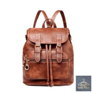 Mini Vegan Leather Backpack Purse for Women, Lightweight Travel Daypack